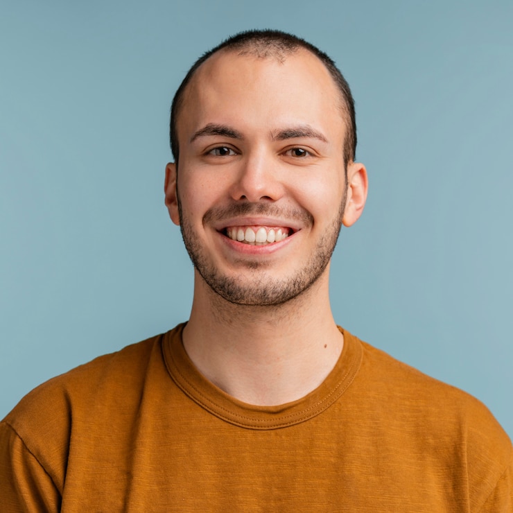 portrait man laughing